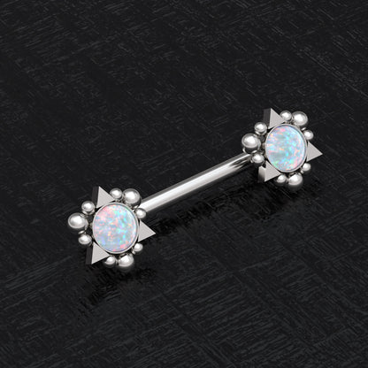 Opal Nipple Barbell Piercing Surgical Steel - TitaniumFashion