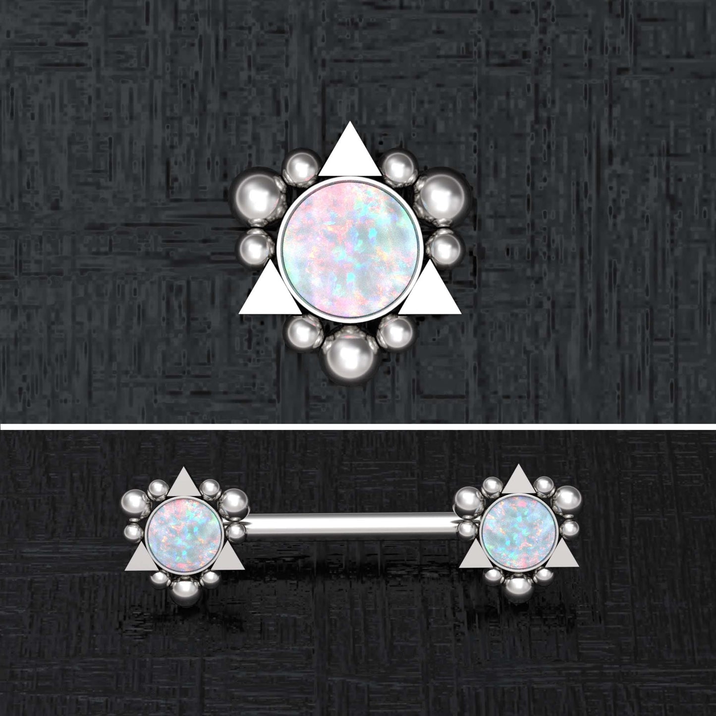 Opal Nipple Barbell Piercing Surgical Steel - TitaniumFashion