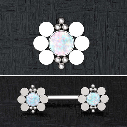 Opal Nipple Piercing Surgical Steel - TitaniumFashion