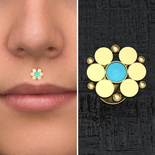 Lip Ring Turquoise - TitaniumFashion