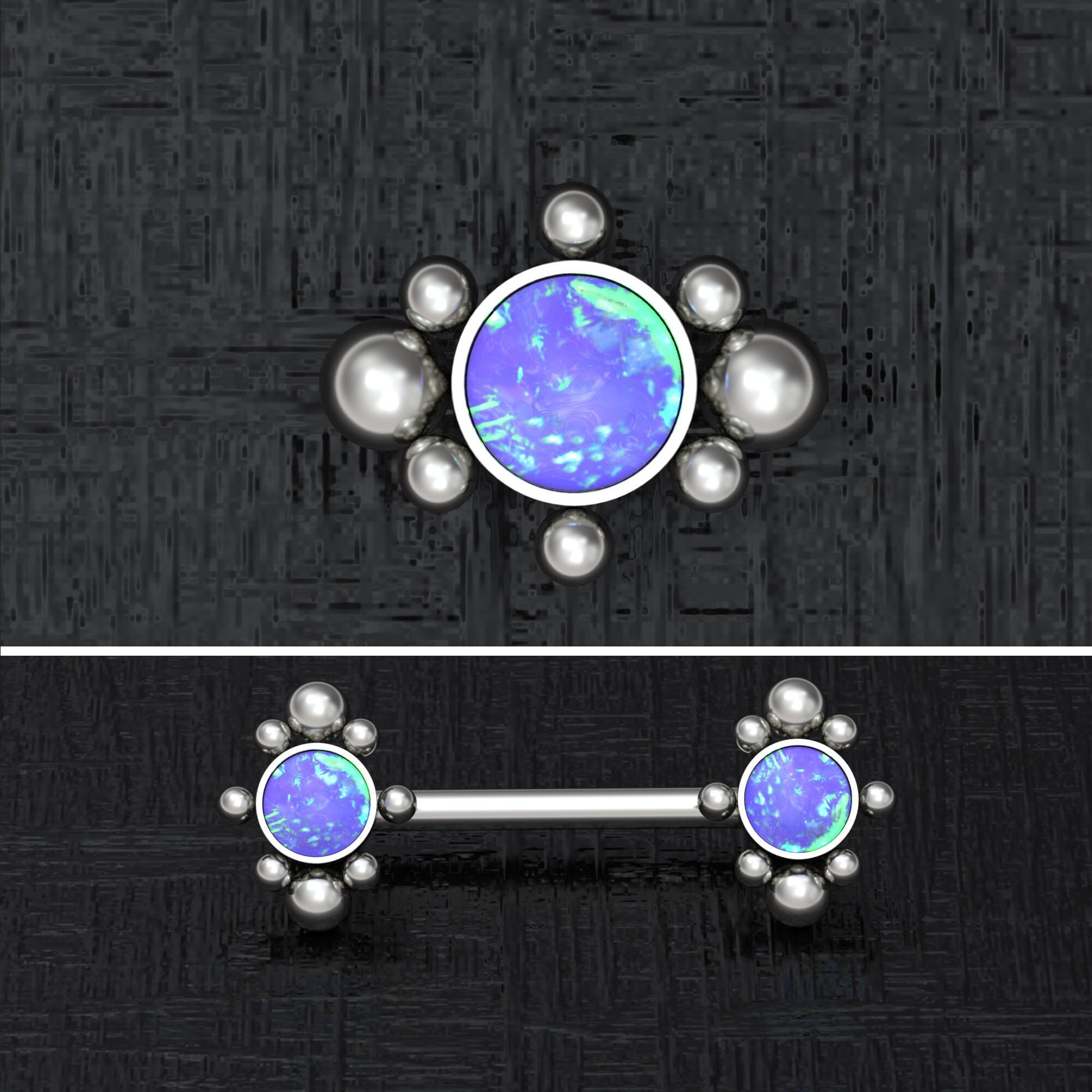 Opal Nipple Barbell Piercing Implant Grade Titanium - TitaniumFashion