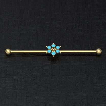 Turquoise Industrial Piercing Jewelry Surgical Steel - TitaniumFashion