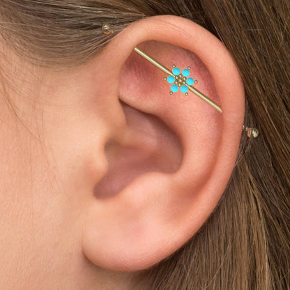 Turquoise Industrial Piercing Jewelry Surgical Steel - TitaniumFashion