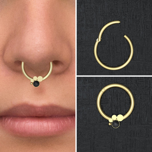 Surgical Steel Septum Ring Clicker Earring - TitaniumFashion
