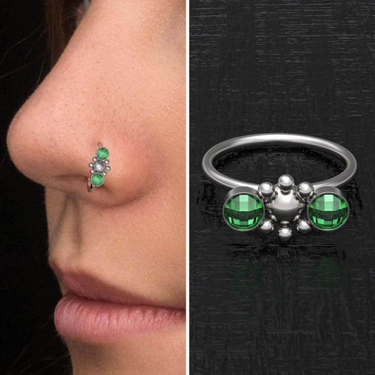 Surgical Steel Nose Hoop CZ - TitaniumFashion