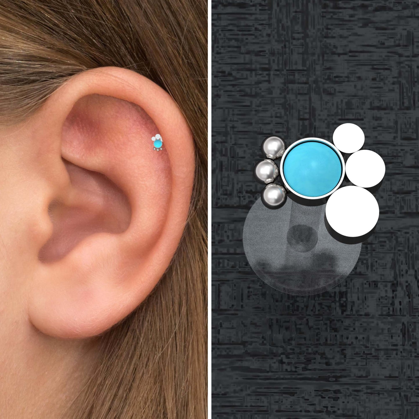 Turquoise Tragus Stud Bioflex - TitaniumFashion