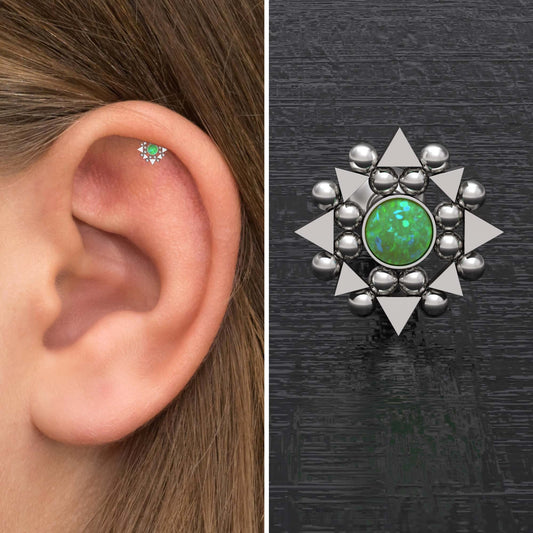 Surgical Steel Cartilage Earring Stud Opal - TitaniumFashion