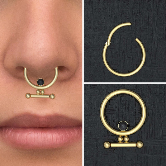 Surgical Steel Septum Ring Clicker Earring - TitaniumFashion