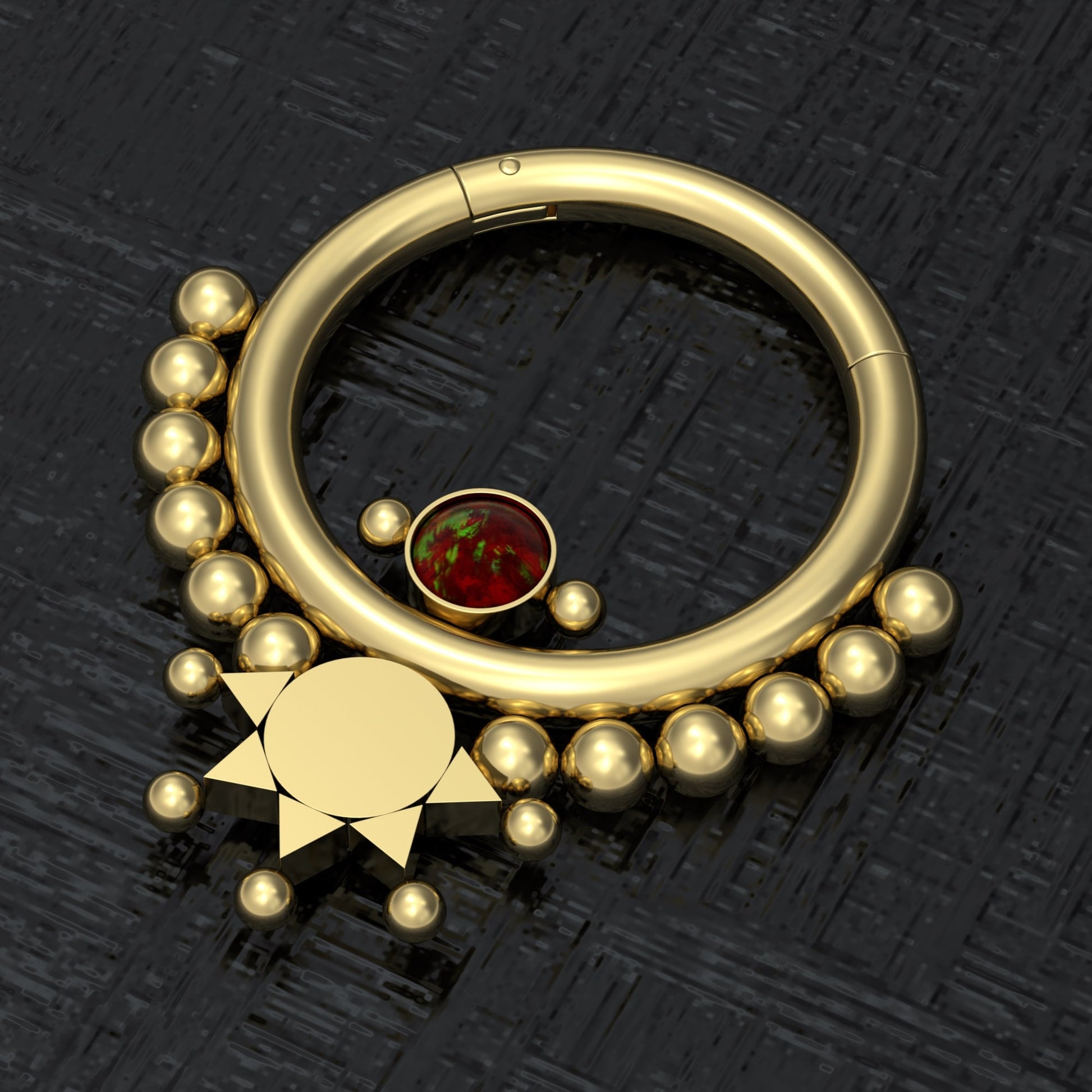 Opal Septum Clicker Hoop Surgical Steel - TitaniumFashion