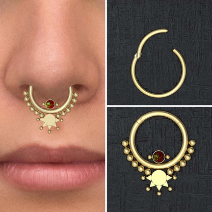 Opal Septum Clicker Hoop Surgical Steel - TitaniumFashion