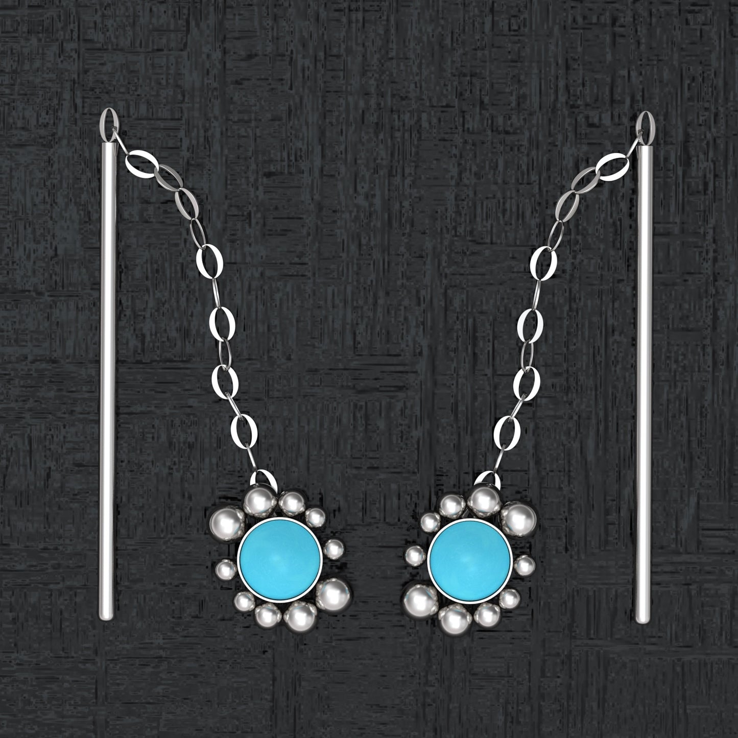 Ear Threader Earrings Turquoise - TitaniumFashion