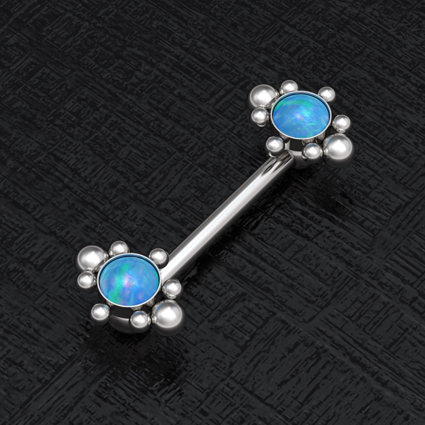 Opal Nipple Barbell Piercing Surgical Steel - TitaniumFashion