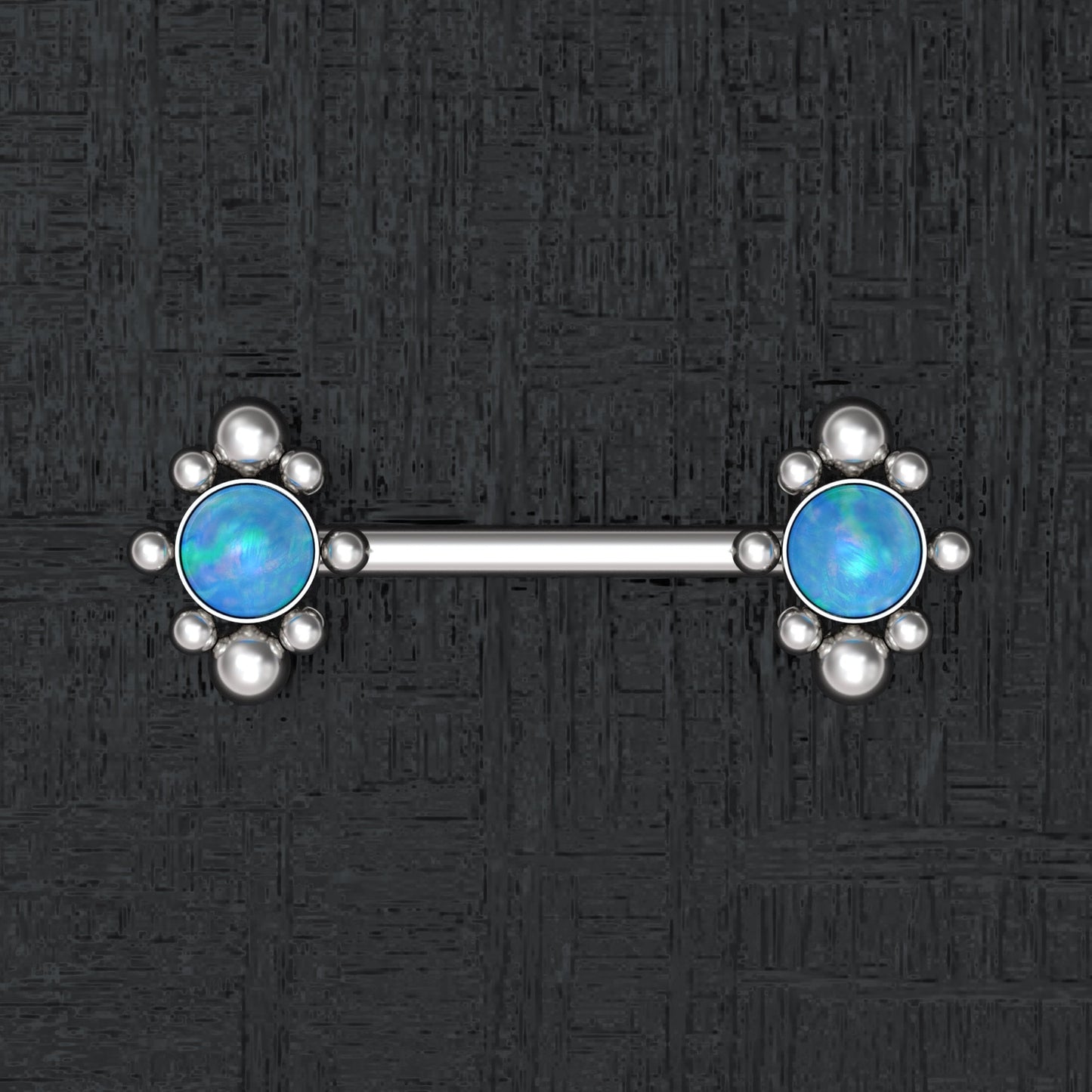 Opal Nipple Barbell Piercing Surgical Steel - TitaniumFashion