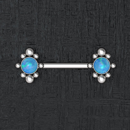 Opal Nipple Barbell Piercing Surgical Steel - TitaniumFashion