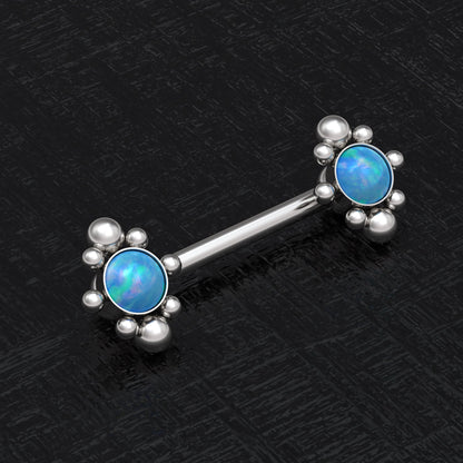 Opal Nipple Barbell Piercing Surgical Steel - TitaniumFashion