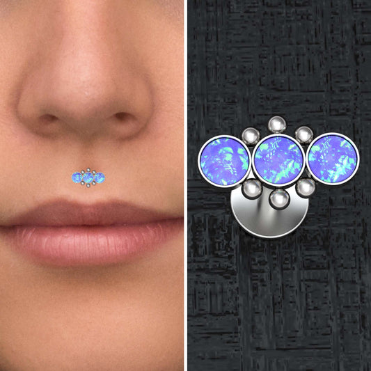 Surgical Steel Lip Ring Opal - TitaniumFashion