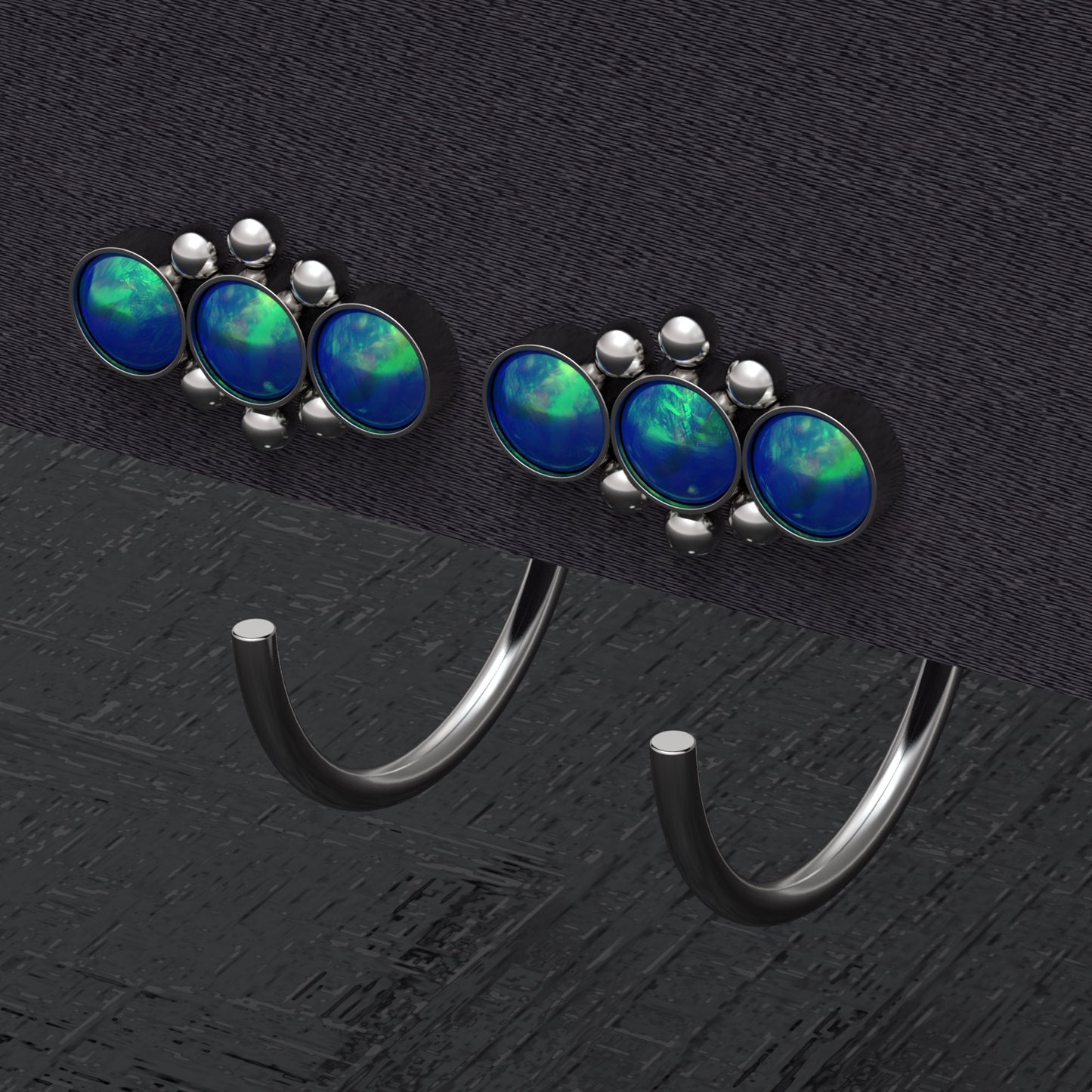 Surgical Steel Huggie Earrings Opal - TitaniumFashion