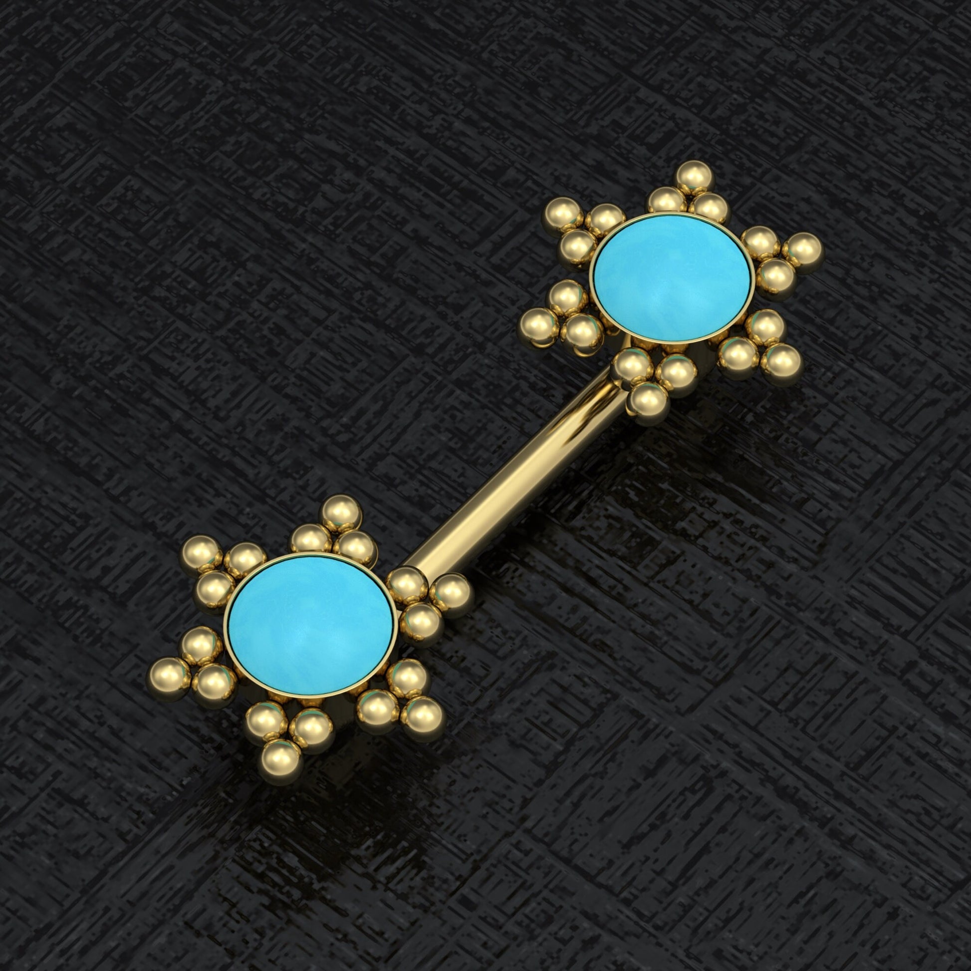 Surgical Steel Nipple Ring Turquoise - TitaniumFashion