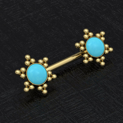 Surgical Steel Nipple Ring Turquoise - TitaniumFashion