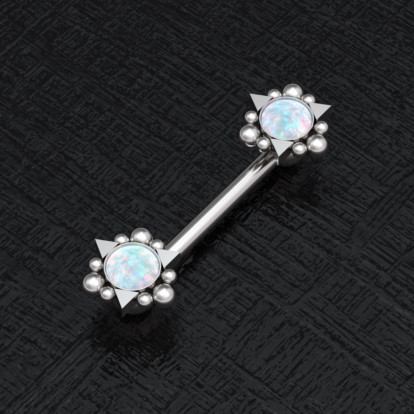 Opal Nipple Barbell Piercing Surgical Steel - TitaniumFashion