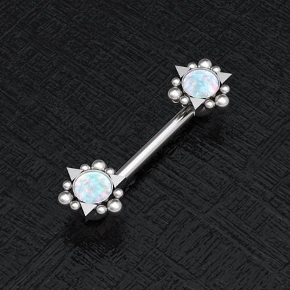 Opal Nipple Barbell Piercing Surgical Steel - TitaniumFashion