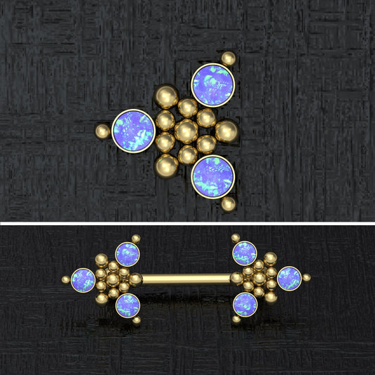 Nipple Ring Barbell Opal - TitaniumFashion