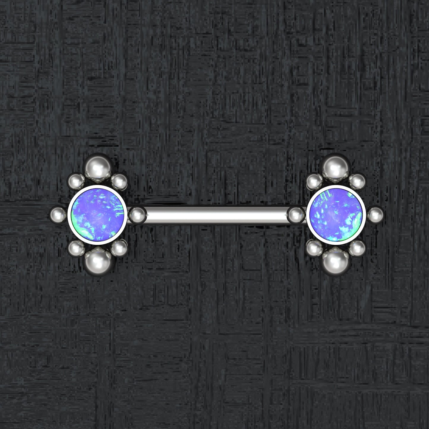 Opal Nipple Barbell Piercing Implant Grade Titanium - TitaniumFashion