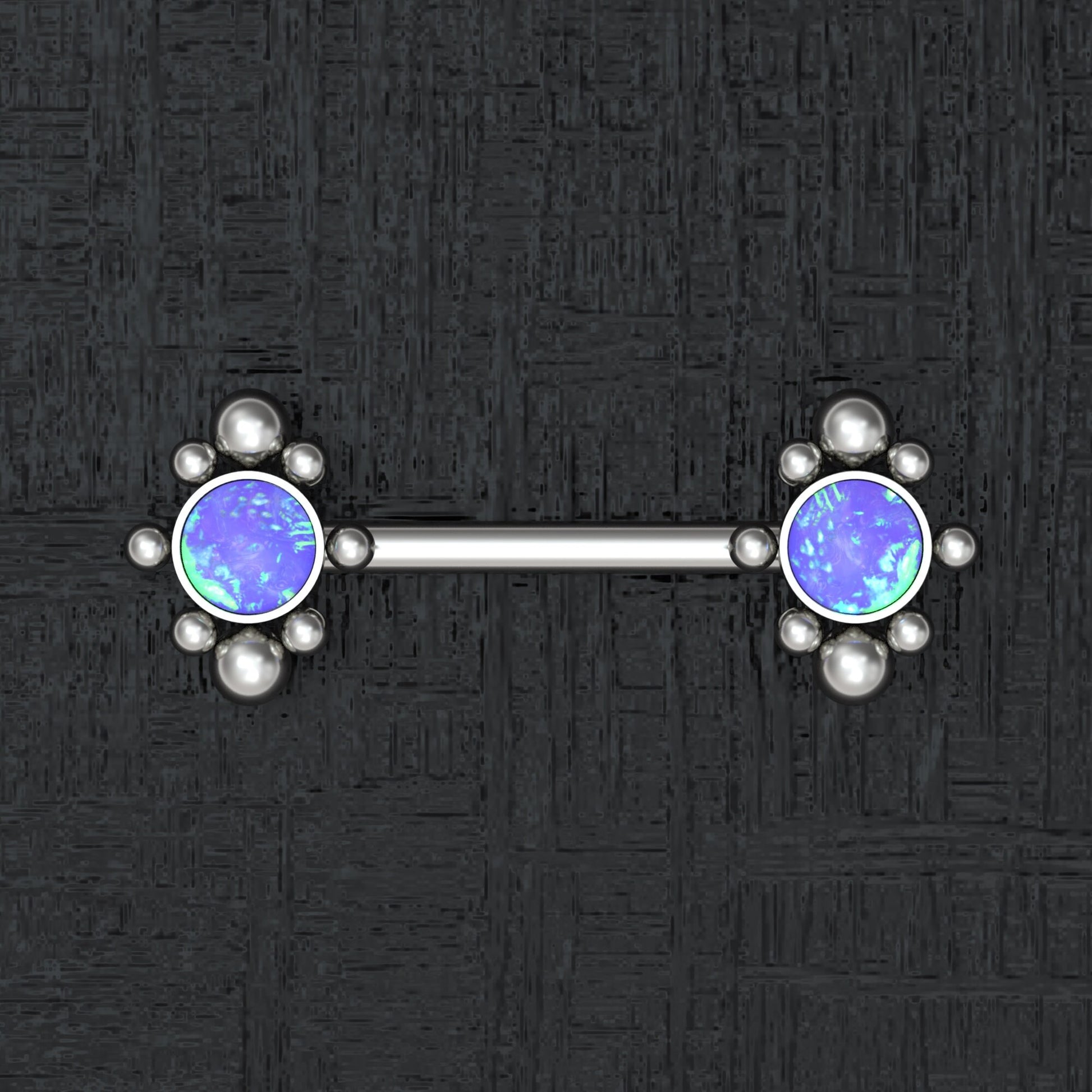 Opal Nipple Barbell Piercing Implant Grade Titanium - TitaniumFashion