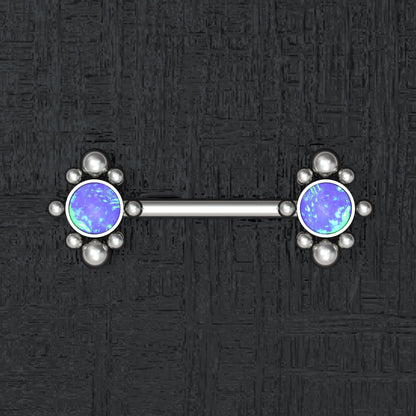 Opal Nipple Barbell Piercing Implant Grade Titanium - TitaniumFashion