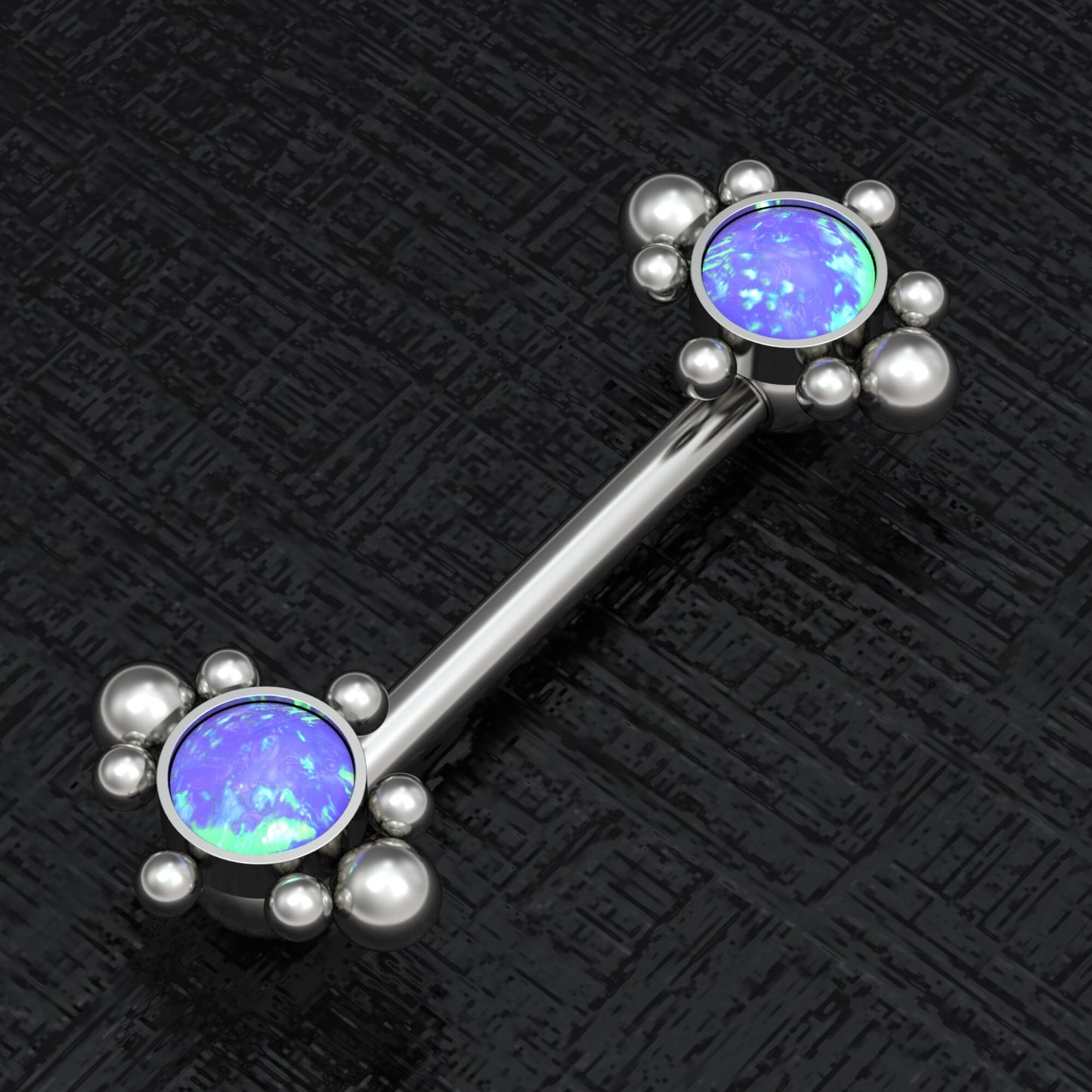 Opal Nipple Barbell Piercing Implant Grade Titanium - TitaniumFashion