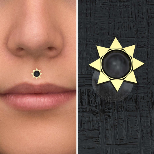 Lip Ring Onyx - TitaniumFashion