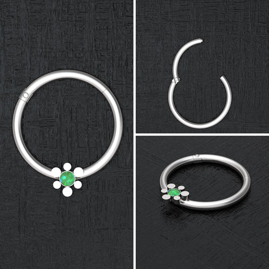 Surgical Steel Nipple Ring Opal - TitaniumFashion