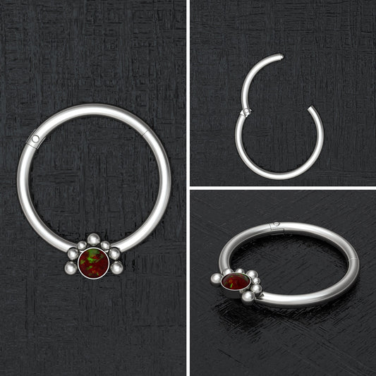 Titanium Nipple Ring Opal - TitaniumFashion