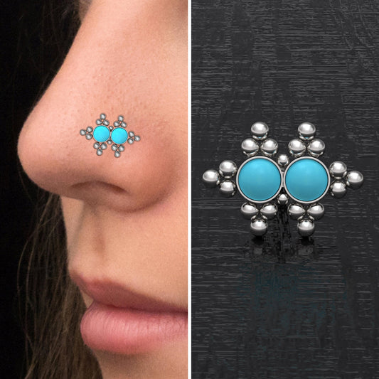 Turquoise Nose Bone Stud Surgical Steel - TitaniumFashion