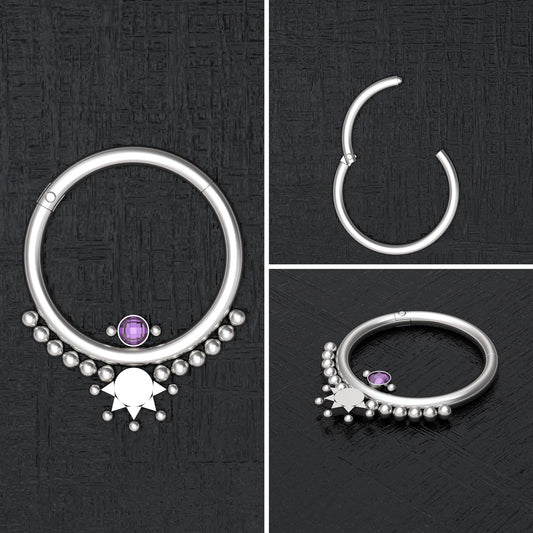 Surgical Steel Nipple Ring CZ - TitaniumFashion