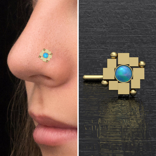 Opal Nose Stud Ring Surgical Steel - TitaniumFashion