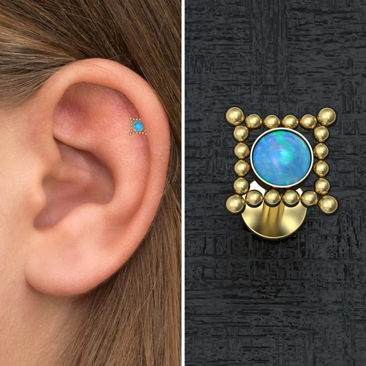 Opal Cartilage Piercing Surgical Steel - TitaniumFashion