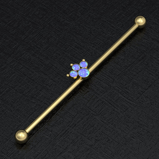 Opal Industrial Barbell Surgical Steel - TitaniumFashion