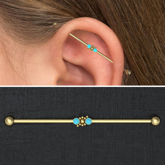 Turquoise Industrial Jewelry Surgical Steel - TitaniumFashion