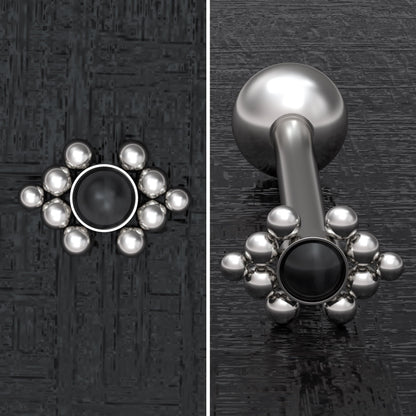 Tongue Ring Onyx - TitaniumFashion