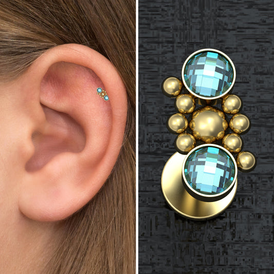 Surgical Steel Flat Back Tragus Earring CZ - TitaniumFashion