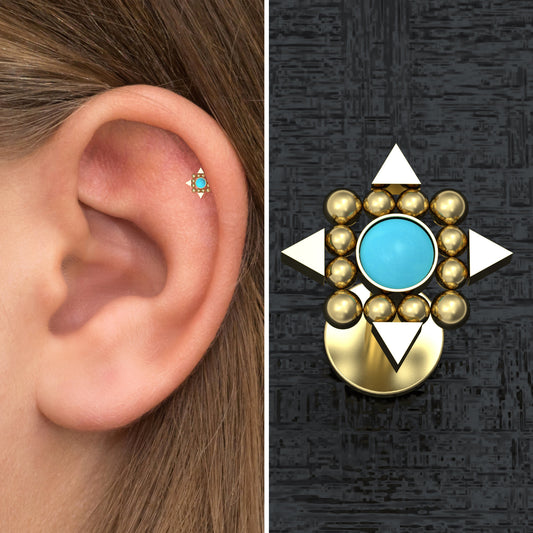 Turquoise Forward Helix Earring Surgical Steel - TitaniumFashion