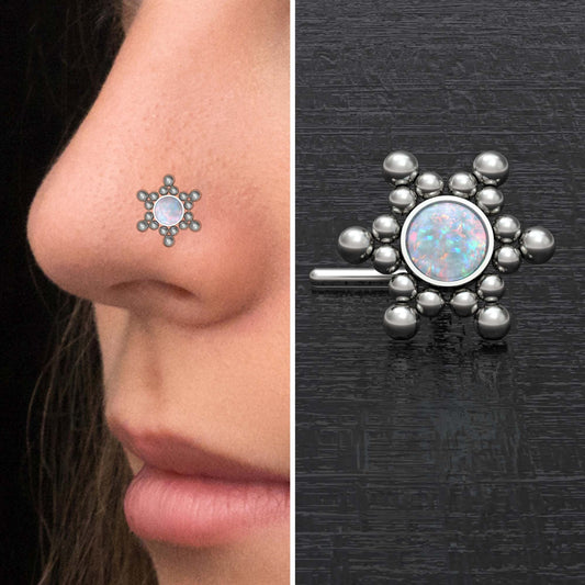 Opal Nose Stud Titanium - TitaniumFashion
