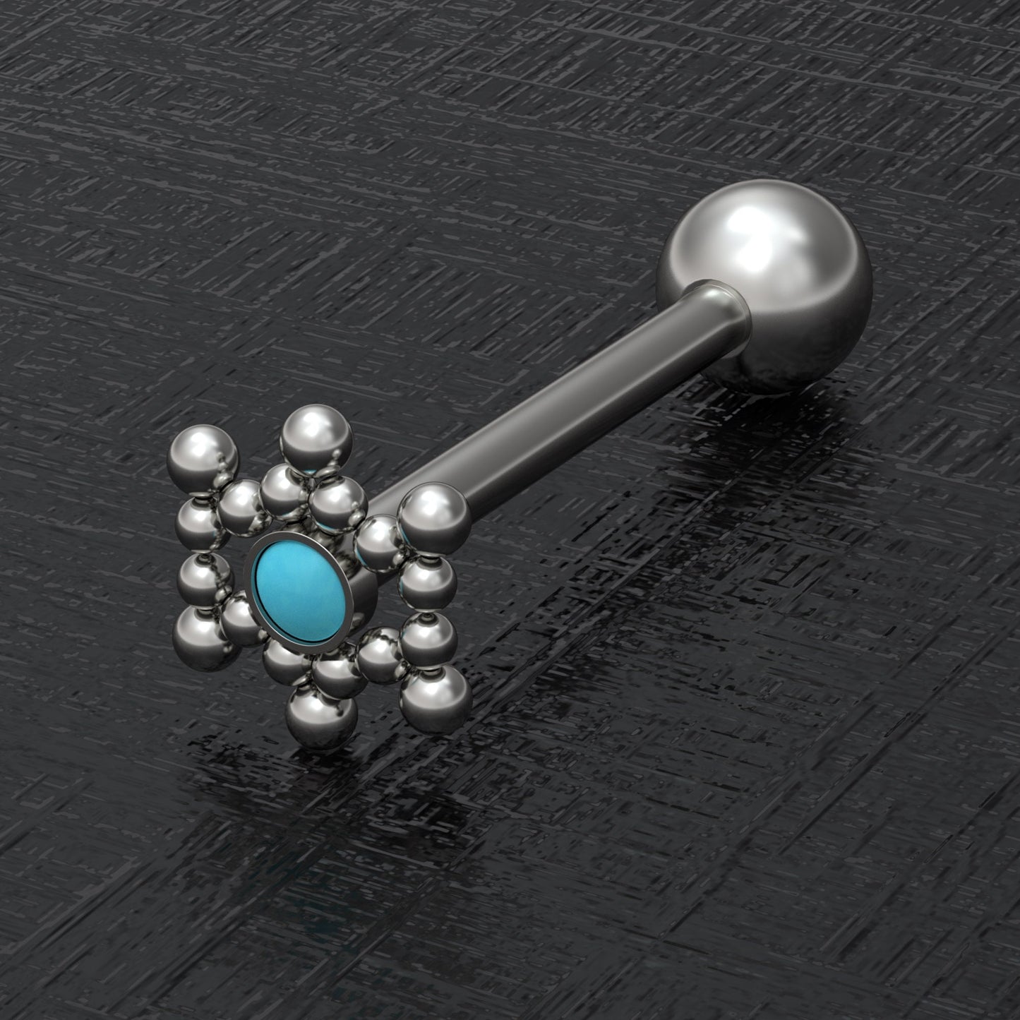 Titanium Tongue Ring Turquoise - TitaniumFashion