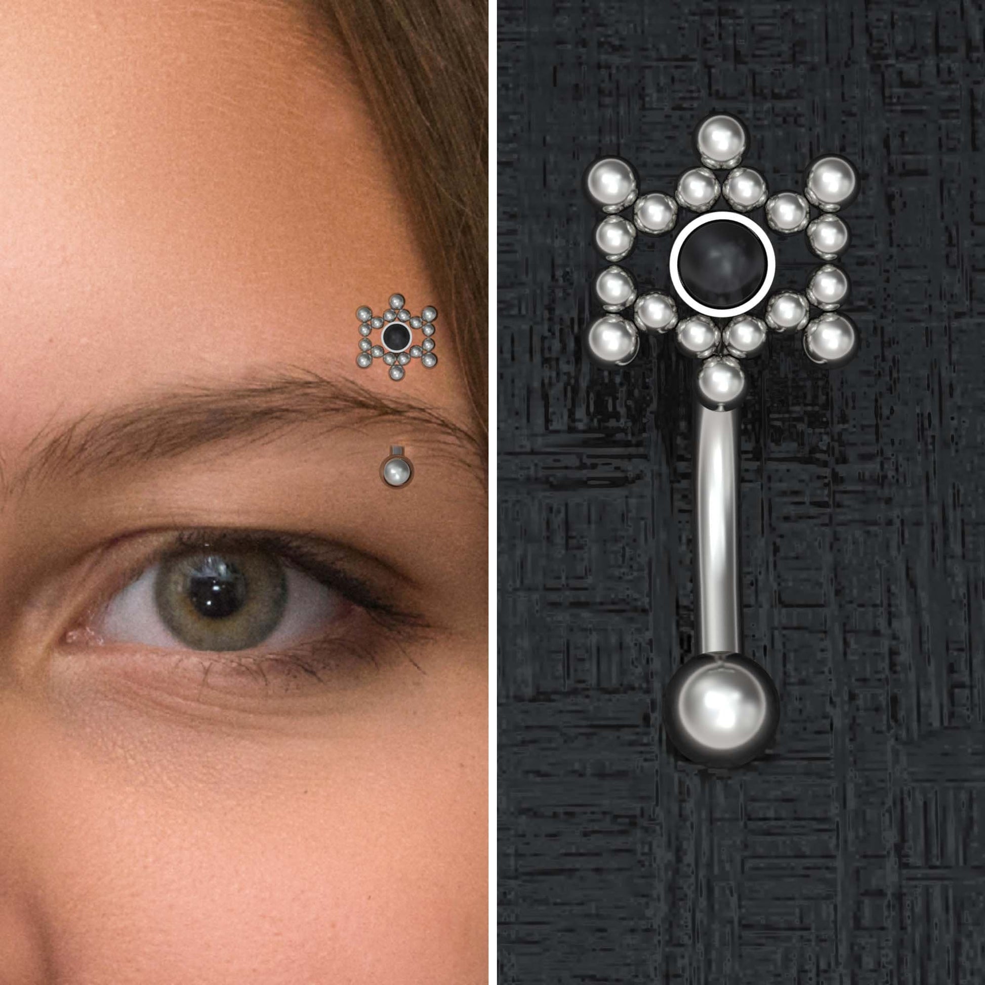 Titanium Curved Barbell Piercing Onyx - TitaniumFashion