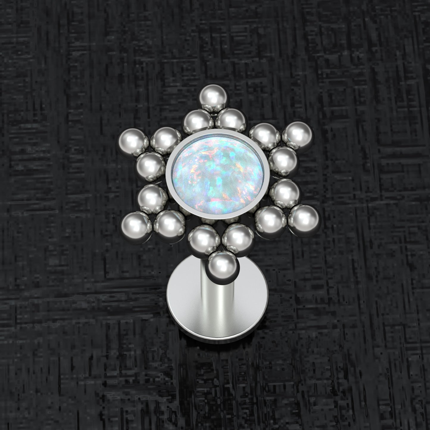 Titanium Flat Back Tragus Earring Opal - TitaniumFashion