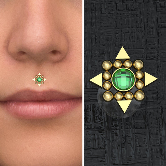 CZ Lip Piercing Bioflex - TitaniumFashion