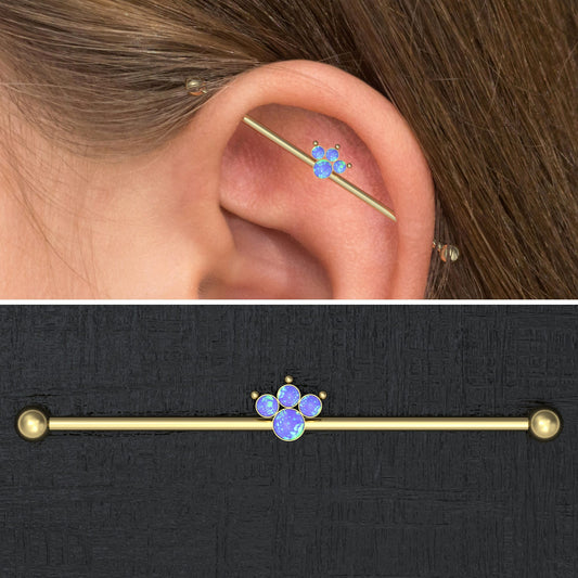Opal Industrial Barbell Surgical Steel - TitaniumFashion