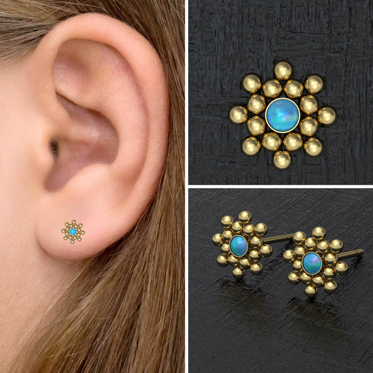 Minimalist Stud Earrings Opal - TitaniumFashion