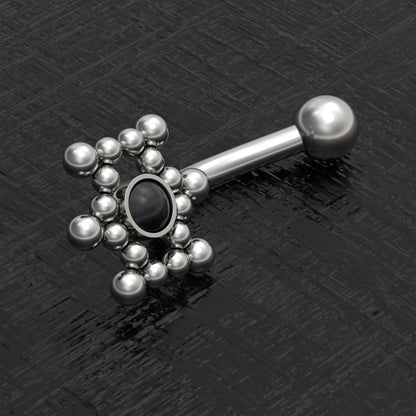 Titanium Curved Barbell Piercing Onyx - TitaniumFashion